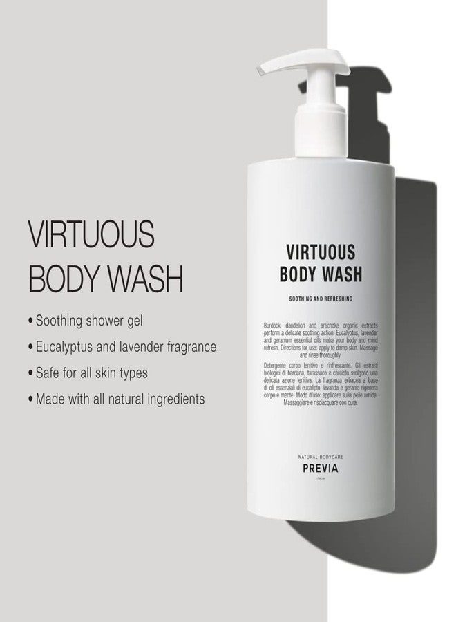 PREVIA Virtuous Body Wash - Soothing Shower Gel for Sensitive Skin - Refreshing and Gentle Cleansing - With Eucalyptus, Lavender, and Geranium Essential Oils - 16.9 oz - Image 2